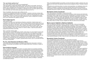 "Pe. Luiz Carlos Lodi da Cruz" 
Tema: Qual o papel do jovem nessa nova evangelização? 
Típico dos jovens é o gosto pelos desafios. Quanto mais difícil é uma missão, mais ela se 
torna atraente. Diante deste mundo secularizado, cabe aos jovens anunciar, com a vida e a 
palavra, que o evangelho não é uma peça de museu, que os valores cristãos são perenes, 
que a castidade é fascinante, que a família é o santuário da vida, que não há, além de Jesus, 
outro nome dado aos homens pelo qual possam ser salvos (cf. At 4,11). 
Tema: A castidade: obra de amor para a defesa da vida. 
A vida deve ser respeitada ainda antes da concepção. O respeito à vida deve começar pelo 
respeito à sexualidade, que é a fonte e a raiz da vida. A cultura da vida coincide com a cultura 
da castidade. O aborto é o fundo de um abismo que se inicia com o desregramento sexual. 
Graças a Deus, mais e mais os jovens estão descobrindo o valor e a beleza de um namoro 
puro, de um matrimônio fiel, perpétuo e fecundo. 
Prof. Felipe Aquino 
Tema: Namoro santo 
O namoro é uma fase muito importante em direção ao casamento. Costumo dizer que "o 
casamento é um namoro que deu certo". Ele é o primeiro alicerce da futura família. Se for mal 
construído, tudo pode ruir mais tarde. Quem deve namorar? Quem já tem maturidade mínima 
para já estar pensando em um dia se casar, constituir uma família e ter filhos. Então, vai 
procurar a pessoa amada com quem vai viver esta vida nova. Tudo precisa, então, ser feito 
como Deus planejou a vida a dois. Vivendo um namoro cristão, o casal de jovens está se 
preparando para formar um lar feliz. 
Tema: Juventude, família, Igreja 
Deus estruturou a humanidade sobre a família. Cristo entrou em nossa história humana pela 
porta da família, portanto, a humanidade não poderá ser feliz se não respeitar e proteger a 
família como Deus a instituiu: um casal (homem e mulher) com seus filhos. O Papa João 
Paulo II disse um dia que o futuro da sociedade e também da Igreja passam pela família. Ele 
disse que ela é o "Santuário da vida" e "Patrimônio da humanidade"; uma instituição 
insubstituível. A juventude deve ser preparada para viver em duas famílias: a de seus pais e 
irmãos, a "igreja doméstica"; e a Igreja, a grande família de Deus, que é a comunhão de Deus 
com todos os seus filhos. 
Pe. Dr. José Eduardo de Oliveira e Silva 
Uma análise acerca das abordagens sociológicas que pretendem desconstruir a família e 
propor a reconstrução da sociedade a partir da relação direta entre o indivíduo e o poder do 
Estado. 
Dom Antônio Augusto 
Tema: "A realização da JMJ Rio 2013 não foi um evento eclesial com resultados imediatos, 
pois faz parte, por um lado, de um projeto de evangelização da juventude inspirado por Deus 
e correspondido corajosamente pelo Santo Papa João Paulo II. Como projeto da Igreja deve-se 
considerar, à semelhança da parábola do grão de mostarda, o tempo de germinação e 
crescimento espiritual e apostólico das Jornadas Mundiais da Juventude, que já se nota nas 
dioceses e nos movimentos juvenis e ainda se notará com o desenrolar das futuras Jornadas. 
Por outro lado, a JMJ Rio 2013 trouxe consigo, na figura simpática do Papa Francisco, uma 
maior visibilização da Igreja Católica traduzida pelos meios de comunicação numa só palavra: 
uma Igreja milenar jovem, otimista com o futuro dos povos, aberta ao diálogo e, sobretudo, 
uma Mãe Misericordiosa". 
Tema: "A sociedade brasileira que acolheu os jovens de todas as nações e culturas viveu uma 
experiência única dentro dos grandes eventos que ela protagoniza nessa 2ª década do século 
XXI. 
A experiência do acolhimento afável, da ordem social espontânea, da mobilidade urbana sem 
colapsos e, sobretudo, a vivência da cultura do encontro entre os jovens tão distintos em 
vários pontos e entre as gerações, tão exortada pelo Papa Francisco, que abriu os olhos da 
sociedade atual para os idosos, tão cheios de sabedoria transmissível para a atual juventude". 
Benedicto Carlos Cavalcanti 
Tema: JMJ vivida em comunidade: a força de uma união 
A Jornada Mundial da Juventude é um manancial de graças, muitas riquezas são distribuídas 
pelo Espírito Santo, é algo que vai além da nossa compreensão, e os grupos de jovens, novas 
comunidades, movimentos, escolas, paróquias que participam desse evento, encontram 
mesmo a fonte da vida nova, todos saem diferentes, pois é uma verdadeira bodas de CANÁ. 
Partilharemos, pois, o CANÁ que juntos descobrimos no Rio de Janeiro, na certeza de que 
com a Igreja nos tornamos IGREJA, é onde Jesus ressuscita em nossos corações, para nos 
fazer amar a Deus no irmão, eis aqui o segredo da união, da vida de uma comunidade! 
Maria Leonor Gattolini e Bárbara Gattolini 
Tema: Os reflexos da JMJ para a família; o santuário da vida, o futuro da humanidade 
Nos dizeres de São João Paulo II, aprendemos que “a família é o centro e o coração da 
civilização do amor, e constitui a célula fundamental da sociedade, mas somente se estiver 
enraizada em Cristo!” Não há dúvidas que dependemos dela para sermos felizes, é o lugar 
que Deus fundamentalmente escolheu para nossa santificação, onde nascemos, crescemos, 
aprendemos, buscamos socorro, e até mesmo morremos! Não podemos viver sem construir 
em nossa casa a casa do Senhor! Os encontros mundiais com o Papa, sobretudo a JMJ, nos 
dá uma certeza, por graça, juntos recebemos Jesus! De Madri ao Rio de Janeiro nos 
tornamos peregrinos em busca desse tesouro, e cada vez que lá estamos algo novo e 
inesquecível nos remete a Ele, são momentos que registram a nossa história! Assim a família 
que se faz peregrina vai encontrando as marcas da liberdade e do amor! E se queremos 
nossa família enraizada no Cristo, a favor do amor, que miremos a Ele, que busquemos a Ele! 
Benedicto Carlos Cavalcanti 
Tema: Evangelizando jovens a partir de uma comunidade de famílias 
A juventude é a esperança de um povo! A medida com que cuidamos desse tesouro 
semeamos o nosso futuro, em jogo está a humanidade! Se famílias cristãs, que transmitem 
amor a esse mundo, se associam de forma consciente e plena em prol dessa causa, cremos 
que transmitiremos ao jovem o sentido de Deus, fortalecendo sua caminhada para irem contra 
a corrente que vem de um mundo quase sem referência! Famílias para juventude, juventude 
para as famílias, a raiz de uma nova sociedade mais justa, pacífica e fraterna! 
Jovem volta para casa para ser santo, e a partir de cada lar renovai a Igreja" 
A igreja tem sua origem nas casas das primeiras famílias cristãs, e a partir dessa experiência 
de fé a Igreja foi se organizando, e somente no fim do SEC III é que nasceram o edifício de 
culto cristão, onde os fiéis, na alegria de serem igreja, juntos contemplavam ao Senhor. Hoje, 
vimos uma certa apatia no interior de cada casa, já não se encontra com facilidade famílias 
que se fazem igrejas, e assim a reunião na própria igreja (paróquia) que vai se esvaziando, 
levando a sociedade ao caos, um mundo sem Deus! E na esperança de um mundo novo, 
acreditamos na missão do jovem cristão, eis que anunciamos: jovem, ide em cada lar e 
renovai a igreja! 

