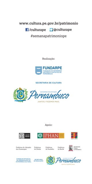 Programação XI Semana do Patrimônio Fundarpe