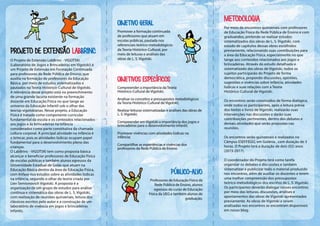 Por meio de encontros quinzenais com professores
de Educação Física da Rede Pública de Ensino e com
graduandos, pretende-s...