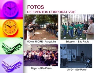 FOTOS  DE EVENTOS CORPORATIVOS TRANSPETRO - Cubatão Correios – Reg. Araçatuba HAZTEC – Rio de Janeiro VOITH –FORD - Salvador 