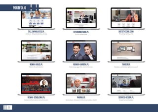 22
Dietetycznie.com
Poradnia dietetyczna
Caz.swinoujscie.pl
Centrum Aktywizacji Zawodowej
Remax-kariera.pl
Rekrutacja agentów nieruchomości
Trader.pl
Wydawca serwisów ogłoszeniowych
Remax-gold.pl
Biuro nieruchomości
Futurumstudio.pl
Studio reklamowe
Service-design.pl
Grupa konsultingowa
Phuraj.pl
Dystrybutor komponentów do produkcji mebli
Remax-szkolenia.pl
Szkolenia dla branży nieruchomości
PORTFOLIO
 