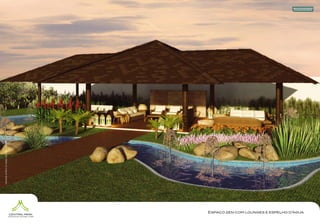 Ilustração artística do espaço zen com espelho d’água.




Espaço zen com lounges e espelho d’água
 