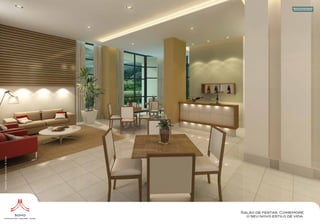 Ilustração artística do salão de festas.




                                           Salão de festas. Comemore
                                             o seu novo estilo de vida.
 