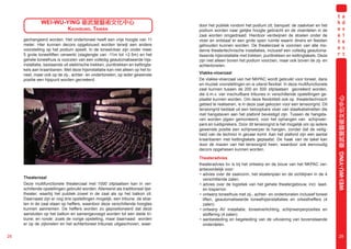 WEI-WU-YING 衛武營藝術文化中心                                                    door het publiek rondom het podium zit; banquet: de zaalvloer en het
                              KAOHSIUNG, TAIWáN                                         podium worden naar gelijke hoogte gebracht en de vloerdelen in de
                                                                                        zaal worden omgedraaid. Hierdoor verdwijnen de stoelen onder de
     gechangeerd worden. Het ondertoneel heeft een vrije hoogte van 11                  vloer en ontstaat er een grote open ruimte waarin diners en feesten
     meter. Hier kunnen decors opgebouwd worden terwijl een andere                      gehouden kunnen worden. De theaterzaal is voorzien van alle mo-
     voorstelling op het podium speelt. In de toneelvloer zijn onder meer               derne theatertechnische installaties, inclusief een volledig geautoma-
     5 grote toneelliften verwerkt (slaglengte van -11m tot +2.5m) en het               tiseerde hijsinstallatie met trekken, punttrekken en kettingtakels. Deze
     gehele toneelhuis is voorzien van een volledig geautomatiseerde hijs-              zijn niet alleen boven het podium voorzien, maar ook boven de zij- en
     installatie, bestaande uit elektrische trekken, punttrekken en kettingta-          achtertonelen.
     kels aan kraanbanen. Met deze hijsinstallatie kan niet alleen op het to-
     neel, maar ook op de zij-, achter- en ondertonelen, op ieder gewenste              Vlakke-vloerzaal
     positie een hijspunt worden gecreëerd.                                             De vlakke-vloerzaal van het NKPAC wordt gebruikt voor toneel, dans
                                                                                        en muziek voorstellingen en is uiterst flexibel. In deze multifunctionele
                                                                                        zaal kunnen tussen de 200 en 500 zitplaatsen gecreëerd worden,
                                                                                        die d.m.v. vier inschuifbare tribunes in verschillende opstellingen ge-




                                                                                                                                                                    WEI-WU-YING 衛武營藝術文化中心
                                                                                        plaatst kunnen worden. Om deze flexibiliteit ook op theatertechnisch
                                                                                        gebied te realiseren, is in deze zaal gekozen voor een tensiongrid. Dit
                                                                                        tensiongrid bestaat uit een beloopbare vloer van staalkabelnetten die
                                                                                        met hangstaven aan het plafond bevestigd zijn. Tussen de hangsta-
                                                                                        ven worden pijpen gemonteerd, voor het ophangen van schijnwer-




                                                                                                                                                                          PROYECTOS - NKPAC
                                                                                        pers en luidsprekers. Door dit tensiongrid is het mogelijk om op iedere
                                                                                        gewenste positie een schijnwerper te hangen, zonder dat de veilig-
                                                                                        heid van de technici in gevaar komt. Aan het plafond zijn een aantal
                                                                                        kraanbanen met kettingtakels geplaatst. De haak van de takel kan
                                                                                        door de mazen van het tensiongrid heen, waardoor ook eenvoudig
                                                                            © Mecanoo   decors opgehesen kunnen worden.

                                                                                        Theateradvies
                                                                                        theateradvies bv is bij het ontwerp en de bouw van het NKPAC ver-
                                                                                        antwoordelijk voor:
                                                                                         • advies over de zaalvorm, het stoelenplan en de zichtlijnen in de 4
     Theaterzaal                                                                           verschillende zalen.
     Deze multifunctionele theaterzaal met 1000 zitplaatsen kan in ver-                  • advies over de logistiek van het gehele theatergebouw, incl. laad-
     schillende opstellingen gebruikt worden. Allereerst als traditioneel lijst-           en losperron
     theater, waarbij het publiek zowel in de zaal als op het balkon zit.                • ontwerp toneelhuis met zij-, achter- en ondertonelen inclusief toneel
     Daarnaast zijn er nog drie opstellingen mogelijk; een tribune: de stoe-               liften, geautomatiseerde toneelhijsinstallaties en orkestheffers (4
     len in de zaal staan op heffers, waardoor deze verschillende hoogtes                  zalen)
     kunnen aannemen. De heffers worden zo gepositioneerd dat deze                       • ontwerp AV installatie, toneelverlichting, schijnwerperposities en
     aansluiten op het balkon en samengevoegd worden tot een steile tri-                   stoffering (4 zalen)
     bune; en ronde: zoals de vorige opstelling, maar daarnaast worden                   • aanbesteding en begeleiding van de uitvoering van bovenstaande
     er op de zijtonelen en het achtertoneel tribunes uitgeschoven, waar-                  onderdelen.

28                                                                                                                                                                           29
 