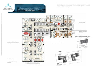 Flexibilidade de layout com sistema construtivo em laje plana, infra-estrutura para instalação de segundo
                                                                                                                                                                                                                                                                                                                                                           lavabo ou copa, infra-estrutura para instalação de ar-condicionado tipo VRV, quadro de conectividade
                                                                                                                                                                                                                                                                                                                                                           para distribuição de dados/voz/imagens.
                                                                                                                                                                                                                                                                                                            Andar corporativo - 1.083m2*
                                                                                                                                                                                                                                                                                                          correspondente ao 10º pavimento
                                                                                                                                                                                                                                                                                                                  da torre East
no memorial descritivo, convenção dos acabamentos a serem utilizados.




                                                                                                                                                                                                                                                                                                                                                                                                                                Salas 1001, 1002, 1003,
                                                                                                                                                                                                                                                                                                                                                                                                                                1004, 1005, 1006
      Os móveis, objetos e revestimentos são sugestões parte deste empreendimento. O parte deste empreendimento. O detalhamento farão parte deste empreendimento e acabamentos que farão parte deste empreendimento consta
Os móveis, objetos e revestimentos são sugestões decorativas, não fazendodecorativas, não fazendo detalhamento dos serviços, equipamentos e acabamentos quedos serviços, equipamentosconsta no memorial descritivo, convenção dos acabamentos a serem utilizados.




                                                                                                                                                                                                                                                                                                                                                                                                                                Salas 1024, 1025, 1026,
                                                                                                                                                                                                                                                                                                                                                                                                                                1027, 1028




                                                                                                                                                                                                                                                                                                                                                                                                                     Planta Situação
                                                                                                                                                                                                                                                                                                                                                                                                                                                            Paralela
                                                                                                                                                                                                                                                                                                                                                                                                                                                  Avenida




                                                                                                                                                                                                                                                                    Salas 1007, 1008, 1009, 1010, 1011,                                     Salas 1018, 1019, 1020, 1021, 1022
                                                                                                                                                                                                                                                                    1012, 1013, 1014, 1015, 1016, 1017




                                                                                                                                                                                                                                                                                                                                                                                                                                t
                                                                                                                                                                                                                                                                                                                                                                                                                      Torre Eas

                                                                                                                                                                                                                                                                                                                                                                     s   t
                                                                                                                                                                                                                                                                                                                                                            Torre We



                                                                                                                                                                                                                                                                    *924,7m2 de área privativa mais
                                                                                                                                                                                                                                                                    direito de uso privado de 158,45m2,
                                                                                                                                                                                                                                                                    conforme estabelecido na Convenção
                                                                                                                                                                                                                                                                    de Condomínio.
 