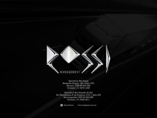 Escritório Rio Grande do Sul
Av.Theodomiro P. da Fonseca, 3101 | Sala 205
São Leopoldo, CEP 93.020-080
Contato | 51 3066.0011
Escritório São Paulo
Alameda Grajaú, 129 | Sala 1001
Barueri, CEP 06.454-050
Contato | 11 2970.1250
www.rossigestao.com.brRossi.Gestao
 