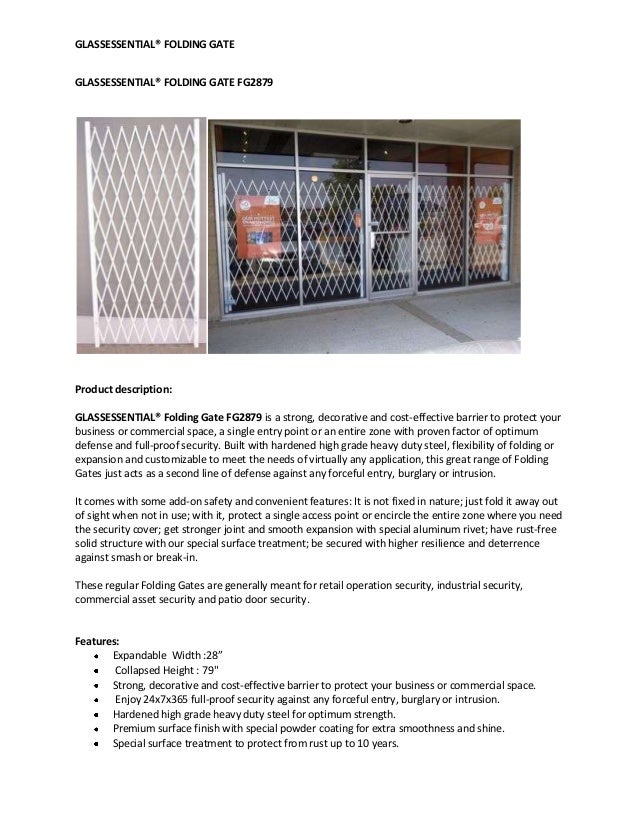 Folding Gate Fg2879 For Storefront Security