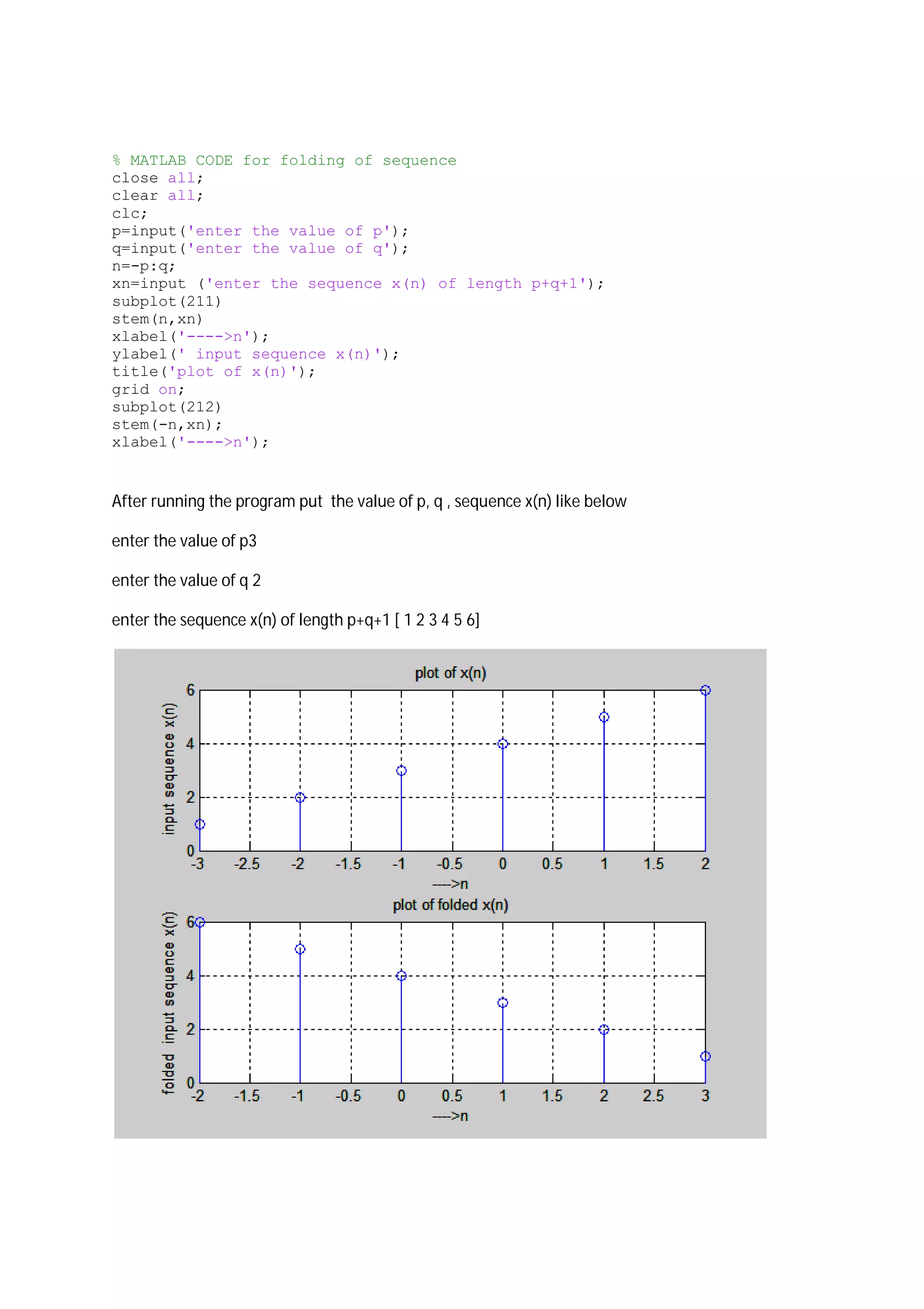 matlab code of shifting and folding of two sequences | PDF