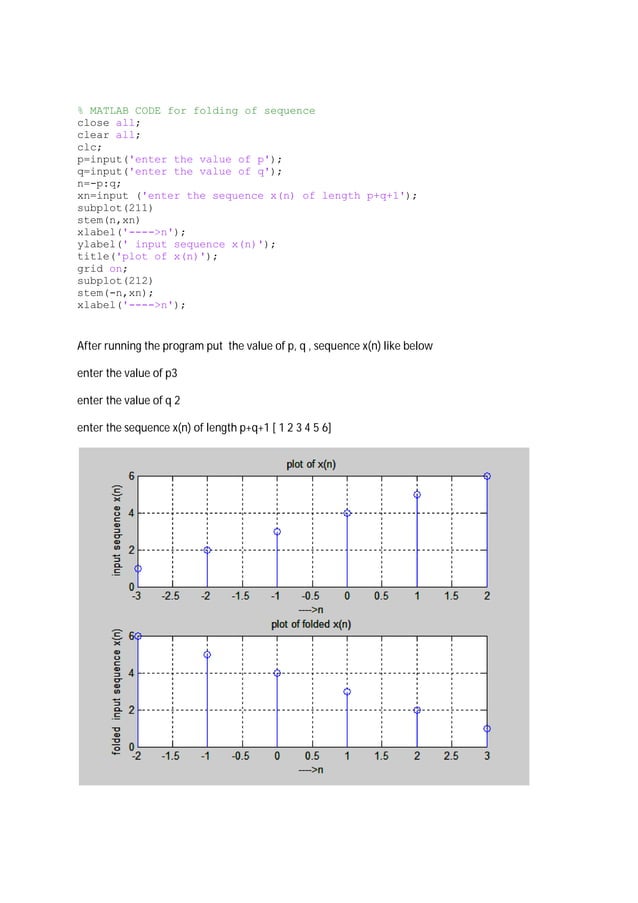 matlab code of shifting and folding of two sequences | PDF