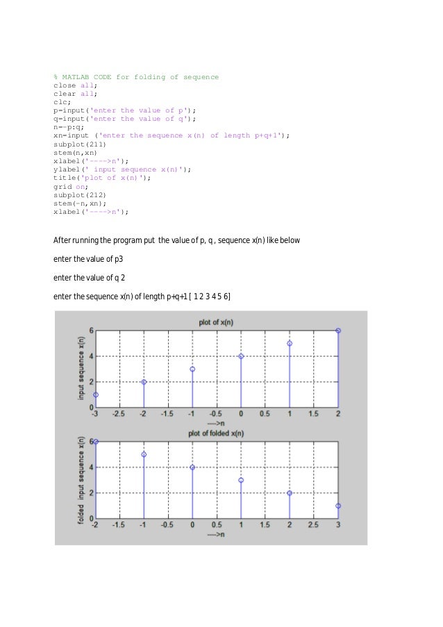 matlab code of shifting and folding of two sequences