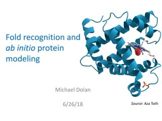 Fold recognition and
ab initio protein
modeling
Michael Dolan
6/26/18 Source: Aza Toth
 