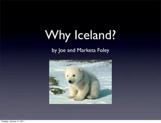Why Iceland?
                             by Joe and Marketa Foley




Tuesday, January 11, 2011
 