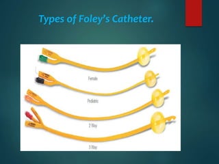 Types of Foley’s Catheter.
 