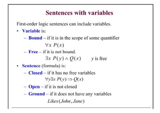 First order logic in knowledge representation | PPTX