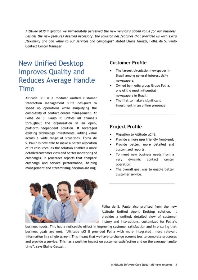 Folha de Sao Paulo improves customer service management with new