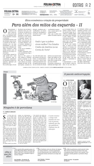 A 2T E R Ç A - F E I R A , 1 4 D E A B R I L D E 2 0 1 5 - E D. 1 3 1 3 EDITAIS
Para além dos mitos da esquerda – II
ethos. E de instituições políti-
cas que estimulam a inovação
e a descoberta.
A mentalidade marxista é uma
das principais causas do atra-
so nacional em Cabo Verde e
atormenta, com o seu ranço
anticapitalista e a sua mito-
logia avessa à liberdade indi-
vidual, consciências e almas
serôdias, gerando, assim, mil
absurdos em vez de luzes e es-
clarecimento.
É uma herança miserável do
velho “partido único”. Desde
1975, somando-se, aliás, ao
corporativismo antiparlamen-
tar adveniente do Estado Novo
salazarista, “legitimado” pelo
plebiscito de 1933.
Não se estriba, diga-se, em aná-
desenvolvimento é
o resultado de ati-
tudes e valores po-
sitivos. De um certo
O
lises ﬁáveis, mas em chavões e
psitacismos vazios, que a mal-
ta absorveu, em plena ﬂor da
juventude, nos livros de Rosa
Luxemburgo e nos gritos revo-
lucionários de “Che” Guevara
e companhia limitada, tem-
perados, claro está, por essa
retórica “pan-africanista” que
só produziu ditaduras e atra-
so econômico, afundando, de
permeio, a indústria e a agri-
cultura.
O triste caso do Zimbabwe é
paradigmático.
O delírio interpretativo dessa
casta pseudoilustrada chega a
ser comovente.
Ainda em 1999, quando já
eram evidentes as mudanças
positivas produzidas no país
pela onda de privatizações
e pela abertura do mercado,
ensaiadas pelo MpD, um Ma-
nuel Faustino, ex-ministro da
educação, considerava que o
“neoliberalismo”, esse monstro
do lago Ness, iria prejudicar os
mais pobres e tramar o empre-
sariado nacional!
Ora, Cabo Verde sempre viveu,
pelo contrário, sob o peso do es-
tatismo e do patrimonialismo
mais arcaico e, além do mais,
a pobreza foi justamente venci-
da naqueles países que aposta-
ram na economia de mercado
e na liberdade de empresa.
Como é possível ignorar uma
verdade tão óbvia?
Onde é que os pobres vivem
melhor? Nos Estados Unidos da
Onde é que os pobres
vivem melhor? Nos Estados
Unidos da América ou na
Coreia do Norte?
gos da Sociedade Aberta e do
autêntico progresso humano.
São perversos porque não re-
conhecem a realidade. Julgam
que a utopia é tudo. Desprezam
os fatos. Utilizam os pobres
como massa de manobra.
Cabo Verde tem de esquecer, o
quanto antes, esses apóstolos
do Evangelho do Atraso.
Há que ler, como antídoto
eﬁcaz, os mestres da Escola
Austríaca de Economia (ver
http://www.mises.org.br/FileUp.
aspx?id=129), de Hayek a J.
Huerta de Soto (http://www.
jesushuertadesoto.com/home/).
É com eles que iremos construir
um país próspero e mais livre.
Há que superar, como quer
Peyreﬁtte, o “materialismo in-
gênuo”.
O desenvolvimento é o resul-
tado de atitudes e valores po-
sitivos. De um certo ethos. E
América ou na Coreia do Norte?
Porque é que milhares de “bal-
seros” fogem de Cuba, enfren-
tando todos os perigos do alto
mar, rumo a Florida?
Os marxistas e comunistas são,
lembrando Karl Popper, inimi-
O pacote anticorrupção
Por O POVO ONLINE
de instituições políticas que
estimulam a inovação e a des-
coberta. Implica, como escreve,
ainda, o grande pensador fran-
cês, uma “conversão interior”.
Tudo depende dos costumes e
da energia do ser humano.
Alain Peyreﬁtte é brilhante:
“Custa-nos admitir que a Ingla-
terra se industrializou primei-
ro, não porque fundamental-
mente possuía carvão – aliás,
como muitos outros países –,
mas porque tinha, mais do que
os outros, pioneiros capazes de
utilizarem o seu carvão”.
O desenvolvimento é uma his-
tória moral, decerto.
É um problema cultural, em
que o sistema de crenças e vi-
gências, no terreno mesmo da
psicologia coletiva, desempe-
nha, aﬁnal, o papel decisivo.
Menos Marx e mais von Mises.
Charge
CASIMIRO DE PINA É JURISTA E AUTOR - COMENTE O ASSUNTO. ACESSE WWW.FOLHAEXTRA.NET E DÊ SUA OPINIÃO
olha o
que foi
dito!
Ivan Bonilha – Presidente do
Tribunal de Contas do Paraná
““Fico muito feliz quando posso vir
para Wenceslau Braz. Precisei sair
daqui cedo por conta da saúde do
meu irmão, mas considero aqui a
minha cidade”
José Sloboda – Prefeito
de Jaguariaíva
““Esse Instituto será um divisor de águas
em nossa história. A nossa população
só vai dimensionar isso conforme for se
utilizando dessa estrutura ao longo dos
anos”
Danilo Lacerda – Ex-jogador
da Inpacel
““Em 1993 já ganhamos praticamente tudo.
Não havia no Paraná nenhum time que
conseguisse fazer frente com a gente. Con-
seguimos ainda ganhar a primeira Taça
Brasil”
Executivo man-
dou um pacote
anticorrupção
para o Congresso.
Há uma comoção. Fazem-se
leis. Há um dilúvio legiferan-
te. Leis são modiﬁcadas todo
dia. É “solução” fácil. Não se
mexe na gestão da res publi-
ca. Não se aperfeiçoam as ins-
tituições, não se fazem as re-
formas realmente necessárias,
como a da política.
O tráﬁco negreiro foi objeto
de muitas leis destinadas a re-
primi-lo. Os escravocratas rea-
giam e eram apaziguados: tais
leis não seriam cumpridas. O
povo passou a dizer, em lin-
guagem peculiar, que certas
leis eram “pra inglês vê”. Se-
guindo a lição de Maquiavel
(aparentar virtude), cuidava-
se de enganar os ingleses. Só
depois que a marinha britâni-
ca prendeu e conﬁscou cerca
de oitocentos navios, ao lon-
go várias décadas, inclusive
apreendendo embarcações de
traﬁcante dentro dos nossos
portos, suspendemos o tráﬁco
negreiro. Crises são oportuni-
dades, além de impasse.
No afã de aparentar virtude,
fazem-se leis. Sempre mais aﬁ-
nada com belos discursos do
que com a vontade dos bra-
sileiros ou com a realidade.
Agravam-se penas; a liberda-
de negocial sofre restrições a
pretexto de proteger (tutelar)
cidadãos vulneráveis; ﬂexibili-
zam-se algumas garantias indi-
viduais enquanto outras, do
mesmo gênero, são hipertro-
ﬁadas. Plurima legis péssima
O
res publica. A gestão criteriosa
da coisa pública e o cumpri-
mento das leis, conforme os
princípios republicanos, dis-
pensaria o agravamento das
penas.
Empresários são presos. Tec-
nocratas se dividem entre os
que podem ser encarcerados
e os intocáveis. Políticos se
dividem entre os de partido
pequeno (maioria na lista do
MP); os de partido grande,
mas desprestigiado; e os do
partido governante. Os pri-
meiros (PP), malgrado repre-
sentem um partido sem força
para a prática da concussão,
ﬁzeram-se maioria na lista dos
“achacadores”. Partido grande
(PMDB), mas aliado despresti-
giado, ocupa o segundo lugar
em número, entre os inves-
tigados. Partido no governo
(PT), com força para extor-
quir, tem apenas uns peixes
pequenos na lista aludida. Daí
a rebeldia do Legislativo.
COMENTE O ASSUNTO. ACESSE
WWW.FOLHAEXTRA.NET E DÊ SUA
OPINIÃO.
Ética econômica e criação da prosperidade:
e eu fosse autor, escri-
tor ou roteirista, todos
os meus vilões teriam
ﬁnais felizes. Não tenhoSa menor paciência para vítimas.
Acredito veementemente que nin-
guém é de porcelana. Ninguém
quebra diante de um “não”, de um
“fora”, de um “puxão de orelhas”,
enﬁm…
Ninguém morre porque descobre
que o mundo não gira em torno
de nós mesmos. Tudo na vida tem
limite. Se não tem, deveria ter.
Não há nada pior que enrolação.
Você convida alguém para jantar e
a pessoa, já sabendo que não está
com vontade de sair de casa, ﬁca
muda, gagueja, procura uma des-
culpa… Quando deveria ser ob-
jetiva, direta, rápida e dizer “Hoje
não dá”.
Há também aqueles que querem
terminar um relacionamento e
provocam uma briga, para fugir
de uma conversa e explicar que a
relação acabou. Quase sempre é
assim. E sabe, por que isso acon-
tece? Porque fomos ensinados a
achar que o outro não é forte o su-
ﬁciente para ser contrariado. Nos
criaram para lidarmos com fracos.
E assim vivemos o tempo todo
pisando em ovos com as pessoas,
achando que elas são quebráveis.
Chamam isso de educação. Eu
chamo de burrice. Educação não
tem nada a ver com medo de dizer
a verdade. Gosto das coisas passa-
das a limpo, sem rasuras, preto no
branco. Rodeios, comigo, não fun-
cionam. Preﬁro chorar de verdade,
chorar por um sofrimento que sei
que existe a chorar por uma men-
tira ou por uma ‘quase mentira’ –
se é que isso é possível.
E não entendo como muitas pes-
soas preferem adiar sofrimento,
mascarar os problemas, retocar
feridas do coração como se elas
estivessem no rosto. Não é assim
que funciona. Sou a favor do pé
no chão sempre. É difícil? É. Mas
quem quer facilidade não nasce.
O mundo não é de facilidades. A
vida é madrasta. E não é se fazen-
do de coitado, não é fazendo bico,
cruzando os braços, batendo o pé
no chão ou ﬁngindo educação que
as coisas vão se resolver. Braço
cruzado só resolve o problema de
artista plástico, que precisa que o
manequim humano ﬁque parado,
para ele poder pintar com perfei-
ção. Se esse não é o seu caso, pare
de agir como se tivesse partido ao
meio, toda vez que alguém não lhe
disser sim pra tudo.
Ninguém é de porcelana
Por AURÉLIO CARVALHO
Jornalista
E assim vivemos
o tempo todo
pisando em ovos
com as pessoas,
achando que elas
são quebráveis.
Chamam isso de
educação.
 