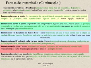 Prof. Carlos Campos
Slide Nº
7
Transmissão assíncrona: quando não é establecido no receptor nenhum mecanismo de sincroniza...