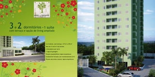 3 e 2 dormitórios .1 suíte
com terraço e opção de living ampliado




                                                                         3 e 2 dorms. com terraço • 57 m² a 59 m²
                                                                         Mais de 12 mil m² de terreno
                                                                         2 elevadores por torre
                                                                         1 vaga de garagem
                                                                         Projeto arquitetônico: Agres Arquitetura
                                                                         Condomínio fechado com monitoramento 24 h
                                                                         Projeto das áreas comuns: Agres Arquitetura
          Perspectiva artística da guarita c/ duplo controle de acesso
 