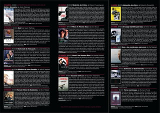 9 MARÇO 21H00 APRESENTAÇÃO OFICIAL DO CICLO                                         24 MARÇO 16H00 O Exército do Crime, de Robert Guediguian                                 14 ABRIL 16H00 Alemanha Ano Zero, de Roberto Rossellini
Noite e Nevoeiro, de Alain Resnais                                                                      Na Paris ocupada pelo exército alemão, o poeta e operário                               Quando terminou a Segunda Guerra Mundial logo se
                   Realizado em 1955, a partir de um convite feito ao cineasta                          Missak Manouchian lidera um grupo de jovens judeus, húngaros,                           esboçaram os primeiros traços do movimento neo-
                   Alain Resnais pelo Comitê da História da Segunda Guerra                              polacos,romenos,espanhóis,italianosearméniosdeterminados a                              realista. Enfrentava-se um mundo devastado pelos
                   Mundial, o filme tinha como objetivo comemorar a libertação                          lutar pela liberdade do país que amam, a França. Arriscando as                          horrores da guerra e no qual os atos mais hediondos
                   dos campos de concentração. Mas o impacto das suas                                   suas vidas na clandestinidade, tornam-se heróis. Estes parisienses                      tinham sido praticados. A miséria e a fome alastravam-
                   imagens e do texto do escritor Jean Cayrol, um ex-prisioneiro                        estrangeiros bombardearam, atacaram e perseguiram os nazis                              se um pouco por todo o lado e a sociedade refletia este
                   do campo de Orianemburgo, suplantou a sua intenção inicial,                          e os seus colaboradores, provocando a fúria da polícia Francesa,                        estado. A história passa-se em Berlim em ruínas, logo
                                                                                                        que se empenha cada vez mais na sua captura, utilizando agentes                         após o final da Segunda Guerra Mundial. Edmund, um
                   transformando-o num "dispositivo de alerta" contra o nazismo                         duplos, delatores, chantagem e tortura… Vinte e dois homens e
                   e todas as formas de extermínio. Misturando imagens coloridas                                                                                                                menino muito pobre, trabalha para sustentar o pai
                                                                                                        uma mulher são condenados à morte em Fevereiro de 1944. Num                             doente e os irmãos mais novos. Um dia, ao encontrar
                   dos campos abandonados e filmes de arquivos, Alain Resnais nos                       exercício final de propaganda apelidam-nos de Exército do Crime.                        um antigo professor, comenta a situação do seu pai e
                   dá,segundoFrançoisTruffaut,"umaliçãodehistória, inegavelmente                        Estesimigrantes,quemorrerampelaFrança,ficaramna história.                               entende ter recebido um conselho para matá-lo…
                   cruel,masmerecida".                                              Género: Drama, guerra | maiores de 12 anos. Ano: 2009 | 139 minutos                      Género: Drama | maiores de 12 anos. Ano: 1948 | 72 minutos
Género: Documentário | maiores de 16 anos. Ano: 1955 | 32 minutos                   Comentador: Esther Mucznik                                                               Comentador: Adérito Tavares
Comentador: Carlos Avilez
                                                                                    30 MARÇO 21H00 Filhos do Mesmo Deus, de Zev Braun                                        20 ABRIL 21H00 Um Longo Caminho para Casa, de Simon W Center
10 MARÇO 16H00 Bent, de Sean Mathias
                                                                                                      Quando as tropas nazis entram em Cracóvia no Outono de 1943,                              Tendo como base uma pesquisa histórica meticulosa,
                   Baseado em peça escrita por Martin Sherman, relata o                               Gnieccio, um campónio polaco, concorda em esconder e                                      raras imagens de arquivo e depoimentos, Um Longo
                   drama dos homossexuais na época áurea do nazismo                                   levar consigo Romek, um rapazinho judeu de 11 anos, para que                              Caminho para Casa documenta a jornada dos milhares
                   na Alemanha, durante e após a Noite das Facas Longas. Max                                                                                                                    de sobreviventes do Holocausto, entre 1945 e 1948.
                                                                                                      este escape ao destino fatal a que toda a sua família se vê                               Quando em 1945 os Aliados libertaram os primeiros
                   e Rudi são amantes e tentam escapar à perseguição                                  condenada. A aventura de Romek começa quando, escondido                                   campos de morte, tudo parecia ter acabado para povo
                   nazi, no entanto, acabam por ser presos e levados para                             num saco de batatas, é levado para a aldeia do camponês                                   escolhido. Mas a verdade não foi essa, e durante mais 3
                   o campo de concentração de Dachau. Rudi é assassinado                              e apresentado como um primo distante. Porém, não tarda                                    longos anos os judeus da Europa Central e de Leste
                   no caminho e Max, desesperado, encontra conforto nos braços                                                                                                                  viveram momentos de desespero, terror, perseguição
                                                                                                      que todos reconheçam as suas origens judaicas, passando                                   e morte. Apesar de todos os percalços e reveses,
                   de Horst, prisioneiro que ostenta triângulo cor-de-rosa na                         a ser detestado por algumas das crianças e acarinhado por                                 acabaram por chegar à sua pátria de Eretz Israel.
                   roupa, o que indica sua condição de homossexual.                 outras e pelo padre da aldeia que lhe ensina a religião católica, embora                 Género: Documentário | maiores de 12 anos. Ano: 1997 | 114 minutos
Género: Drama | maiores de 16 anos. Ano: 1997 | 100 minutos                                                                                                                  Comentador: Manuela Franco
                                                                                    respeitando a sua herança judaica. Mas quando Romek presencia a
Comentador: Eduardo Cintra Torres
                                                                                    crueldade dos nazis que humilham o padre e executam os vizinhos e                        21 ABRIL 16H00 Que a tua Lembrança seja amor, de Yad Vashem
                                                                                    Gnieccio, ele e as outras crianças aprendem a aceitar-se e a darem valor
16 MARÇO 21H00 O Outro lado do Holocausto, de Lionel Chetwynd                                                                                                                                   Em Março de 1943, Ovadia Baruch, de vinte anos, foi deportado
                                                                                    uns aos outros na esperança de conseguirem sobreviver só mais um dia.
                   No dia 9 de Novembro de 1938, pessoas em debandada               Género: Drama, guerra | maiores de 12 anos. Ano: 2009 | 139 minutos
                                                                                                                                                                                                juntamente com a sua família de Salónica para Auschwitz-
                   procuram refúgio nas ruas de Berlim. Vândalos nazis                                                                                                                          Birkenau. Ao chegar, a sua família foi enviada para as câmaras
                                                                                    Comentador: Padre Peter Stilwell
                                                                                                                                                                                                de gás. Durante dois anos, Ovadia lutou pela sobrevivência
                   destroem as lojas e cânticos antissemitas misturam-se                                                                                                                        até à libertação no campo de concentração de Mauthausen,
                   com os gritos febris de `Hell Hitler'. No meio deste caos        31 MARÇO 16H00 Good- Um Homem Bom, de Vicente Amorim                                                        em Maio de 1945. Enquanto prisioneiro em Auschwitz, Ovadia
                   encontra-se um simpático jornalista americano, que testemunha                        Professor alemão de literatura nos anos 30, Halder explora                              conheceu Aliza Tzarfati, uma jovem judia da sua terra
                   em primeira mão uma guerra que prevê ser `uma tragédia de                                                                                                                    natal e, apesar das condições desumanas, nasceu entre ambos
                                                                                                        as circunstâncias da sua vida pessoal num romance no                                    uma história de amor. O documentário conta esta extraordinária
                   proporções inimagináveis`. Mas em Nova Iorque, ninguém                               qual defende compassivamente a eutanásia. Quando o                                      e comovente história de amor e sobrevivência em Auschwitz,
                   acredita nele. O destino dos judeus europeus é acompanhado                           livro é subitamente inscrito numa lista de apoio à propaganda                           o milagroso reencontro após o Holocausto e o lar que ambos
                   comapatia eincompreensão…                                                            do Governo, Halder vê sua carreira ascender numa corrente                               construíram em Israel.
Género: Drama, guerra | maiores de 12 anos. Ano: 2001 | 116 minutos                                                                                                          Género: Documentário biográfico | maiores de 12 anos. Ano: 2010 | 47 minutos
                                                                                                        de nacionalismo e prosperidade. Decisões aparentemente
Comentador: José Carlos Vasconcelos                                                                                                                                          Comentador: José Jorge Letria
                                                                                                        inconsequentes levam a escolhas, que levam a mais
                                                                                                        escolhas... com eventuais efeitos devastadores.                      27 ABRIL 21H00 Eichmann. O Exterminador, de Robert Young
17 MARÇO 16H00 A História de Irena Sendler, de John K. Harrison
                   Filme baseado na história de uma heroína da Segunda Guerra                                                                                                                  Filme baseado na confissão final de Adolf Eichmann,
                                                                                    Género: Drama | maiores de 12 anos. Ano: 2008 | 96 minutos
                   Mundial, Irena Sendler, que salvou mais de 2.500 crianças        Comentador: Ricardo Presumido                                                                              feita na véspera da sua execução e onde explica ao Capitão
                   judias durante a ocupação alemã na Polónia. Como assistente                                                                                                                 Avner Less, um jovem agente da Policia Israelita e responsável
                   social, Irena tinha acesso ao gueto de Varsóvia; apercebendo-    13 ABRIL 16H00 Sacanas sem Lei, de Quentin Tarantino                                                       pelo seu interrogatório, o seu papel como o arquiteto do
                   se de que milhares de crianças estavam em perigo, recrutou                                                                                                                  plano para a Solução Final. Capturado por agentes secretos
                   amigos e colegas para as fazer sair clandestinamente,                             Na França sob ocupação alemã, Shosanna Dreyfus                                            naArgentina,15anosapósaSegundaGuerraMundial, Eichmann
                   arquitetando esquemas extraordinários para as passar pelos                        assiste à execução da sua família por ordem do Coronel Nazi                               foi o homem mais procurado do mundo. Avner Less estava
                   guardas nazis. Não houve uma única criança que tivesse sido                       Hans Landa. Escapando por um triz, instala-se em Paris onde
                   atraiçoada ou descoberta. Muitas vezes chamada “The Female                                                                                                                  encarregue de “quebrar” Eichmann e revelar a verdade;
                   Schindler”, Sendler não só salvou milhares de vidas, como                         adota nova identidade como proprietária e gestora de                                      dá-se, assim, uma batalha de vontades entre os dois homens,
                   incontáveis gerações dos seus descendentes.                                       um pequeno cinema. Algures noutro ponto da Europa,                                        cujo resultado alterou uma nação para sempre.
Género: Drama, biográfico | maiores de 12 anos. Ano: 2010 | Duração: 92 minutos                      o Tenente Aldo Raine dirige um grupo de soldados judeus,                Género: Drama biográfico | maiores de 16 anos. Ano: 2007 | 96 minutos
Comentador: Representante da Embaixada da Polónia (a anunciar) | Fernanda Rollo                      mobilizado para atos de retaliação. Conhecidos pelos seus               Comentador: : Irene Pimentel
                                                                                                     inimigos como “Os Sacanas”, o pelotão de Raine reúne-se à
23 MARÇO 21H00 Flame & Citron: Os Resistentes, de Ole C. Madsen                                      atriz alemã e agente secreta Bridget Von Hammersmark                    28 ABRIL 16H00 Terror na Europa, de Richard Trank
                   Esta é a história de dois heróis da resistência dinamarquesa     atriz alemã e agente secreta Bridget Von Hammersmark numa missão                                           Quando acabou a Segunda Guerra Mundial, os judeus
                   à ocupação nazi. Bant Faurschou-Hviid, aliás Flame e Jorgen      que visa aniquilar os líderes do Terceiro Reich. Os destinos cruzam-se                                     de todo o mundo acreditaram ter acordado do pior
                   Haagen Schmidt, aliás Citron, são os nomes de código de dois     sob o teto do cinematógrafo, com Shosanna apostada em levar a cabo                                         dos pesadelos. Mas com o passar dos anos e com o
                   assassinos dinamarqueses incumbidos de matar todos                                                                                                                          esbater da memória coletiva, novos grupos e ideologias
                   aqueles que colaboram com o exército alemão, traindo o país.     um plano de vingança inteiramente engendrado por si.
                   Com as suas dúvidas a atormentá-los, Flame e Citron sentem                                                                                                                  recicladas fizeram com que o ódio pelos judeus voltasse
                                                                                    Género: Guerra | maiores de 16 anos. Ano: 2009 | 153 minutos
                   que caminham num terreno movediço. Desesperados,                 Comentador: Isabel Gil
                                                                                                                                                                                               a emergir. Este documentário é um sinal de alarme na
                   desiludidos e com o sentimento de terem sido traídos pelos                                                                                                                  tentativa de impedir um novo «Terror na Europa».
                   seus superiores, decidem confiar apenas um no outro e
                   concentrarem os seus esforços em eliminaroodiadoetemido
                   chefedaGestapo,Hoffman.Ninguémpodeconfiaremninguém...
Género: Drama | maiores de 16 anos. Ano: 2008 | 130 minutos                             Todos os filmes serão introduzidos por um breve comentário e seguidos de debate.     Género: Documentário | maiores de 12 anos. Ano: 2006 | 70 minutos
Comentador: José de Matos-Cruz                                                                                                                                               Comentador: : José Manuel Fernandes
 