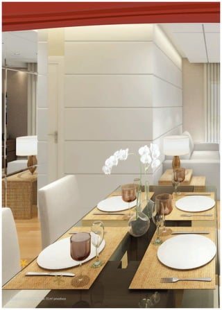 Living do apartamento de 73 m2 privativos
 