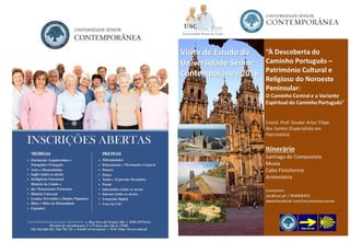 Folheto da Visita de Estudo da Universidade Sénior Contemporânea a Santiago de Compostela, Muxía e Cabo Finisterra