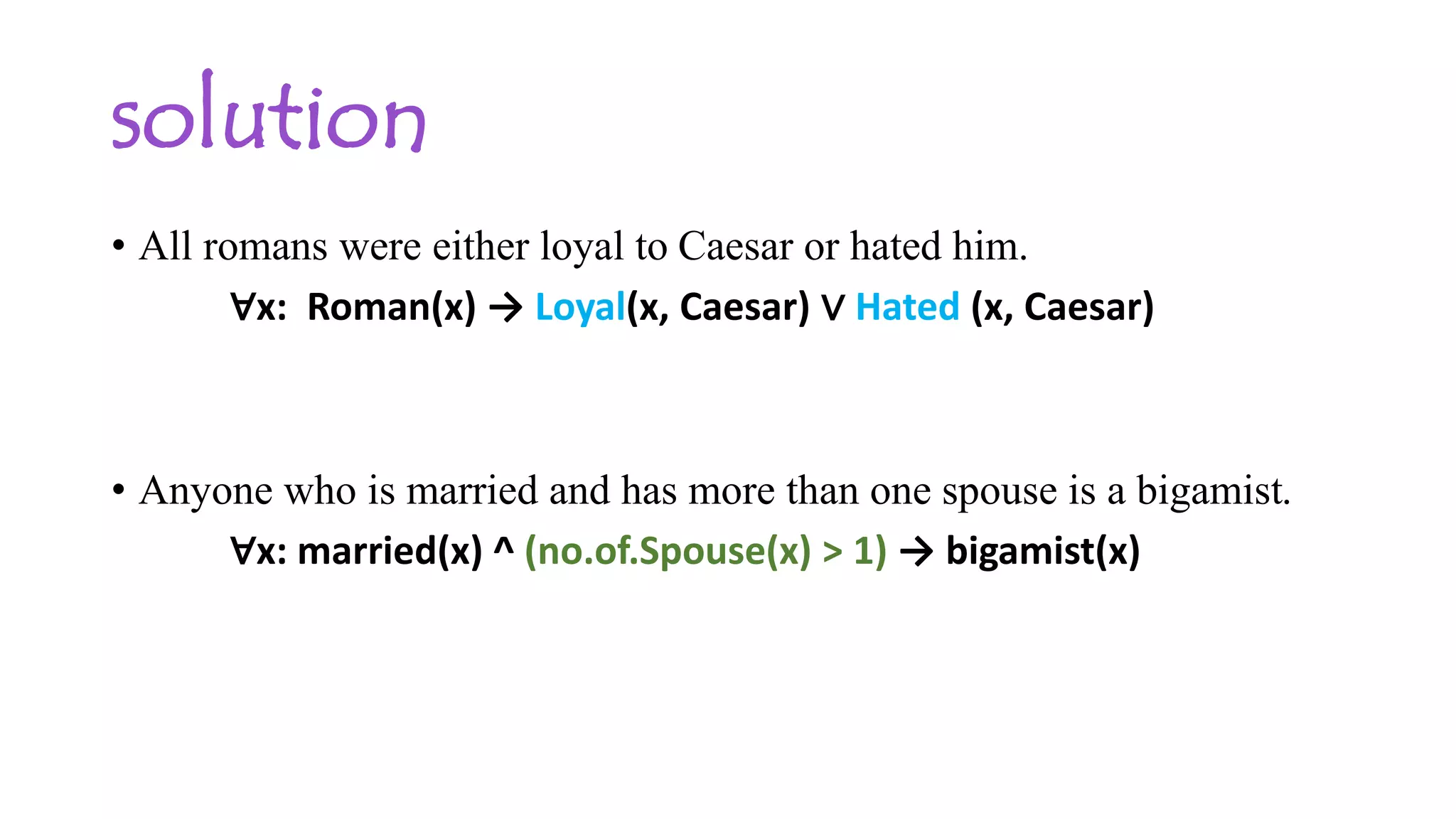 First Order Predicate Logic Examples| Different Examples | PPT