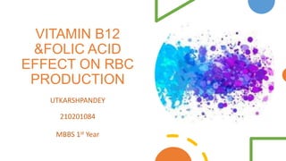 VITAMIN B12
&FOLIC ACID
EFFECT ON RBC
PRODUCTION
UTKARSHPANDEY
210201084
MBBS 1st Year
 