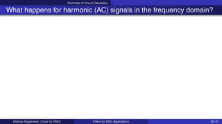 Reminder of Circuit Calculation
What happens for harmonic (AC) signals in the frequency domain?
Mathias Magdowski (Chair for EMC) Filters for EMC Applications 32 / 61
 