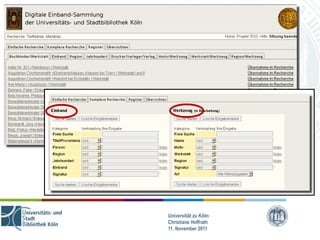 Universität zu Köln
Christiane Hoffrath
11. November 2011
 