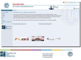 Universität zu Köln
Christiane Hoffrath
11. November 2011
 