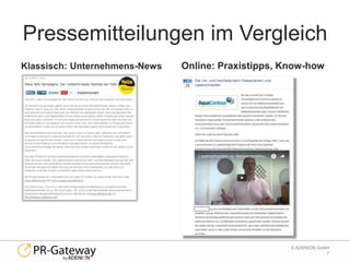 7
© ADENION GmbH
Pressemitteilungen im Vergleich
Klassisch: Unternehmens-News Online: Praxistipps, Know-how
 