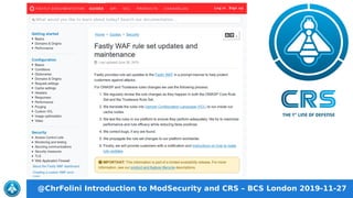 @ChrFolini Introduction to ModSecurity and CRS – BCS London 2019-11-27
 