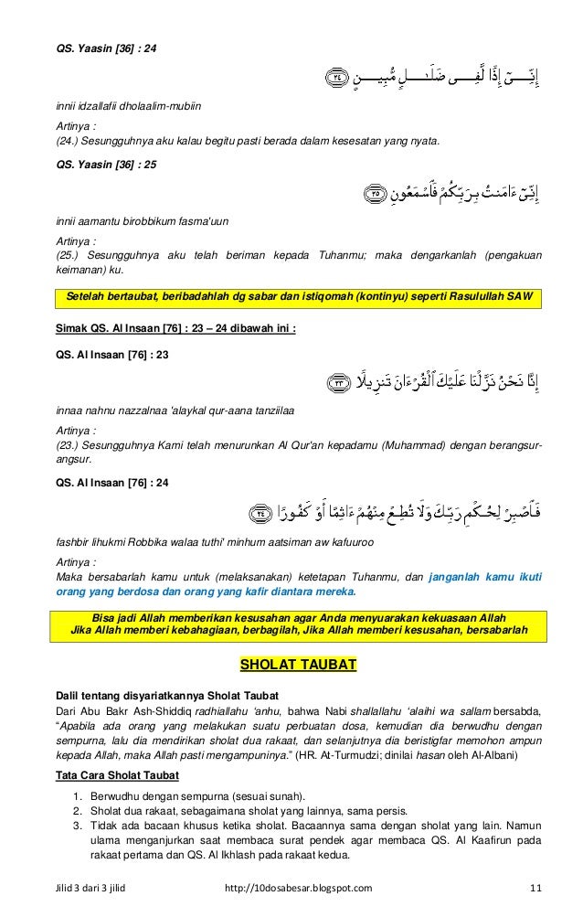 Doa Sholat Taubat Yusuf Mansur