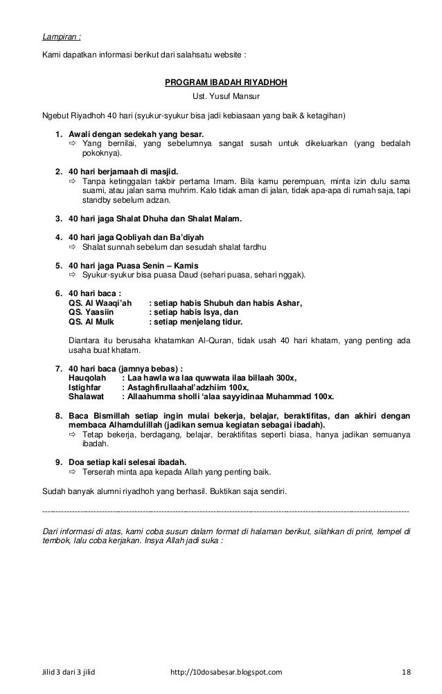 Doa Sholat Taubat Yusuf Mansur