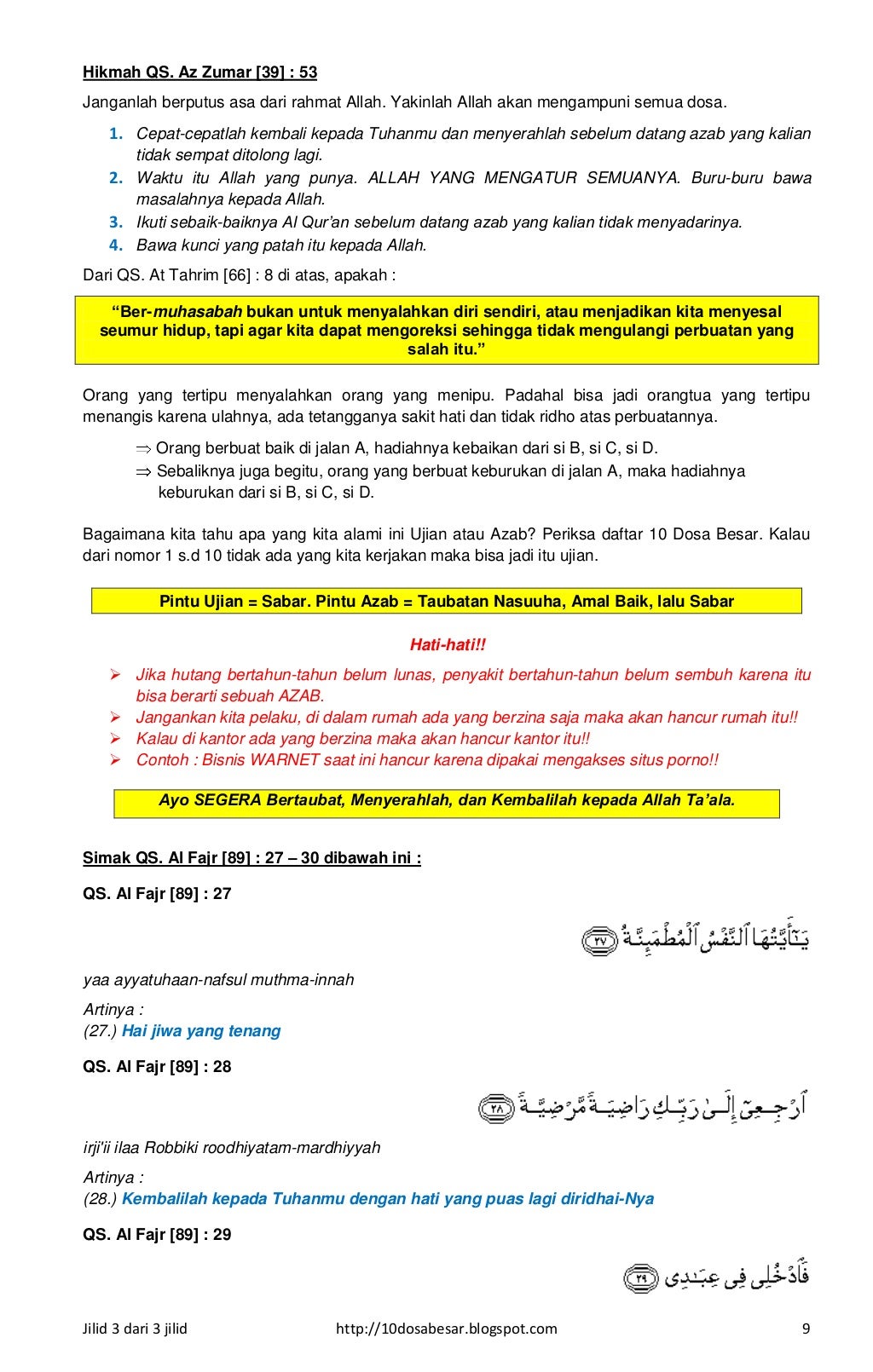 Jilid 3 (Revisi 2013) 10 Dosa Besar Tausiyah Ustad Jilid 3 (Revisi 2013) 10 Dosa Besar Tausiyah Ustad