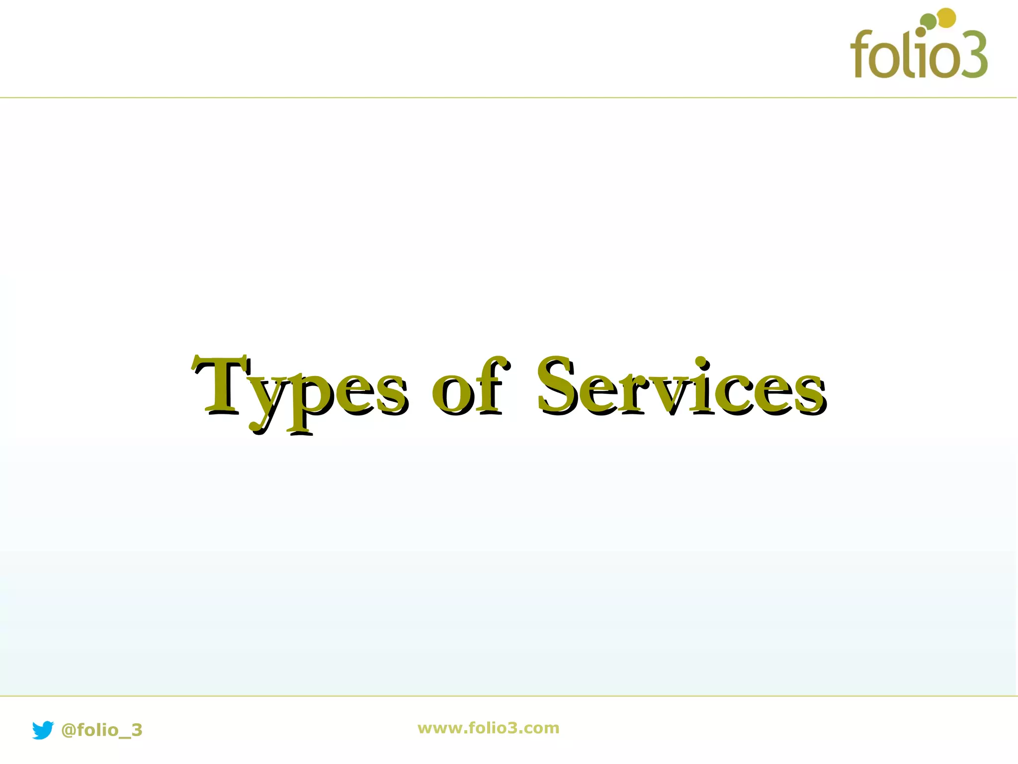 Types of ServicesTypes of Services
www.folio3.com@folio_3
 