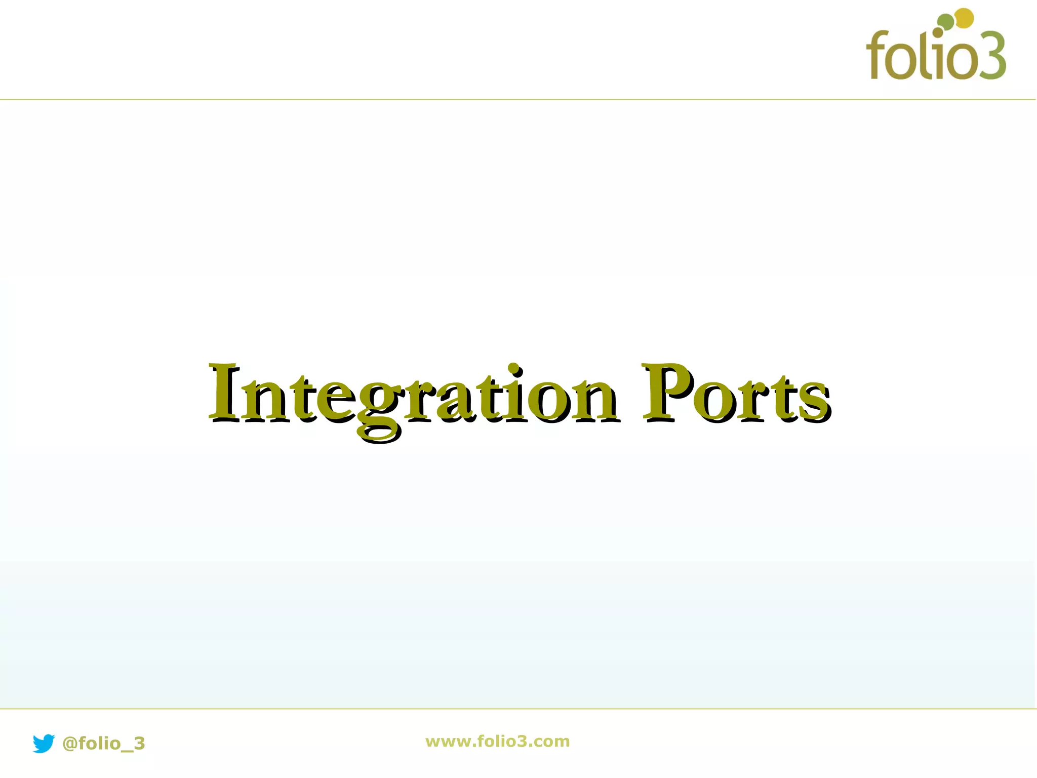 Integration PortsIntegration Ports
www.folio3.com@folio_3
 