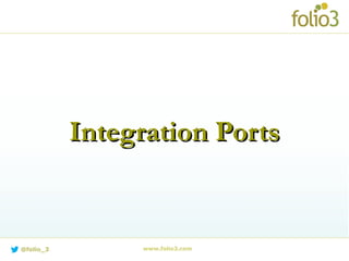 Integration PortsIntegration Ports
www.folio3.com@folio_3
 