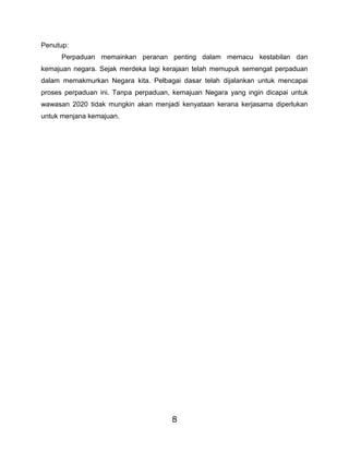Folio sejarah tingkatan 2 perpaduan kaum