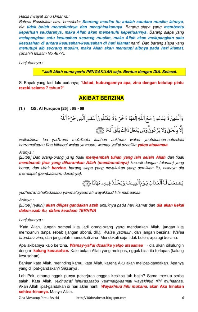 Zina Menutup Pintu Rezeki Revisi 2014 10 Dosa Besar Tausiyah Us