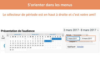 S’orienter dans les menus
Le sélecteur de période est en haut à droite et c’est votre ami!
 