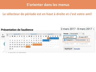 S’orienter dans les menus
Le sélecteur de période est en haut à droite et c’est votre ami!
 