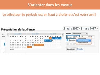 S’orienter dans les menus
Le sélecteur de période est en haut à droite et c’est votre ami!
 