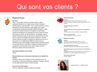 Qui sont vos clients ?
www.zen-n-diet.com
 