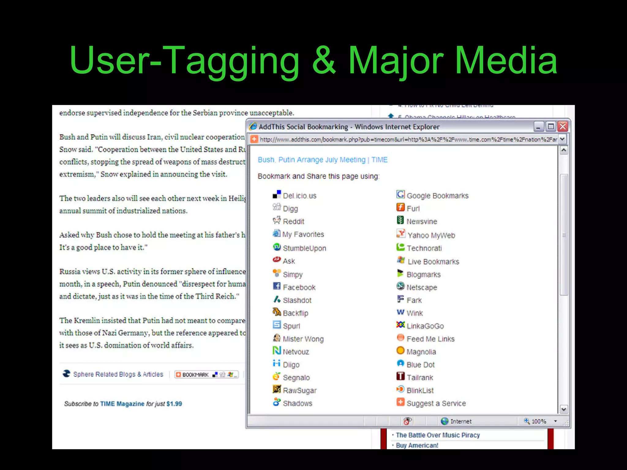 User-Tagging & Major Media 