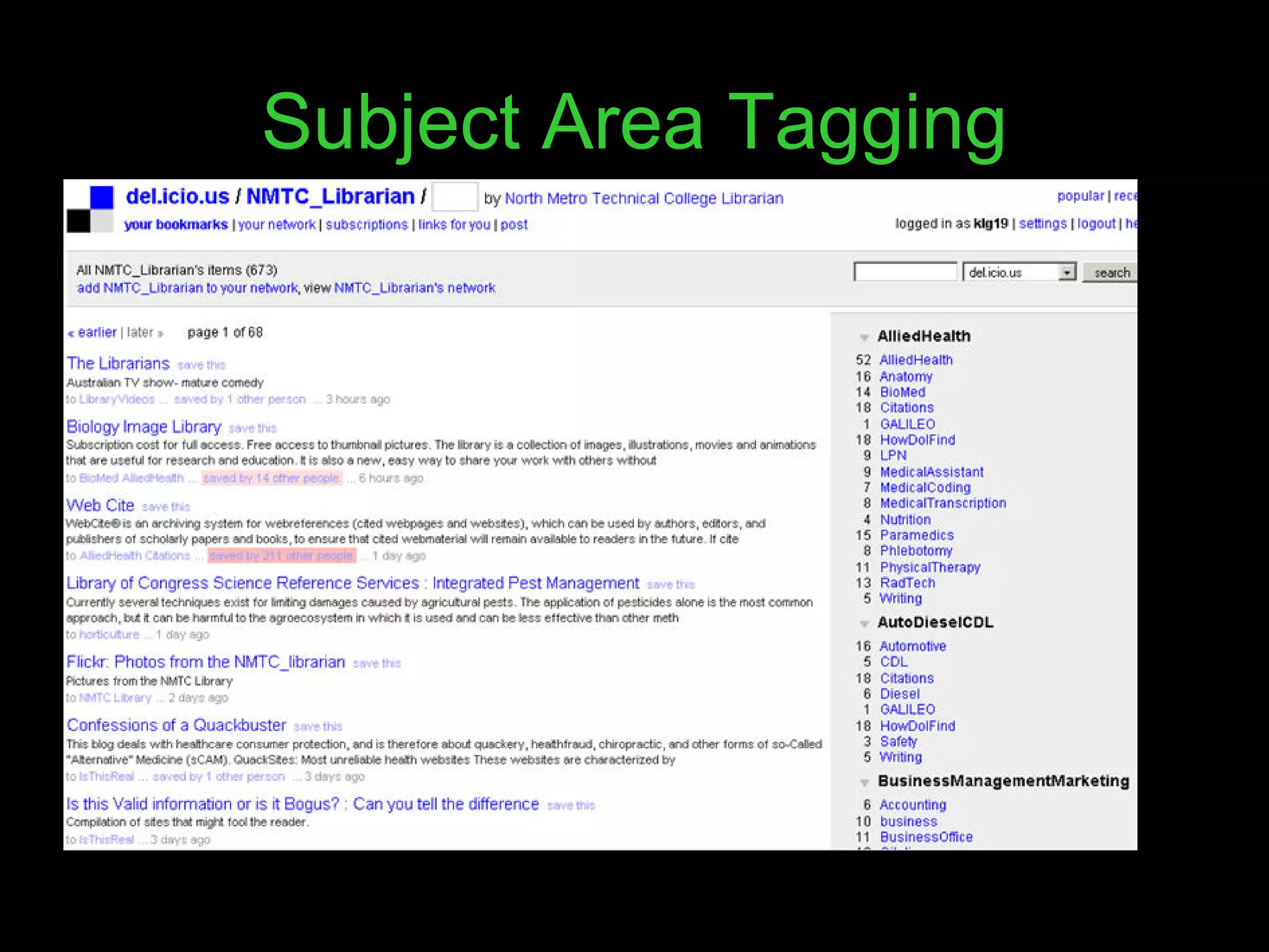 Subject Area Tagging 
