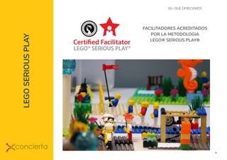 9
02– QUÉ OFRECEMOS
FACILITADORES ACREDITADOS
POR LA METODOLOGIA
LEGO® SERIOUS PLAY®
LEGOSERIOUSPLAY
 