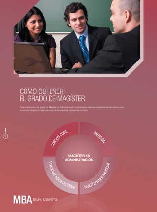 CÓMO OBTENER
       EL GRADO DE MAGÍSTER
       Para la obtención del grado de Magíster en Administración el participante deberá complementar los cursos core,
       la mención elegida, el viaje internacional de estudios y desarrollar su tesis.
ESAN




                                                    E                               ME
                                                  OR                                  N
8
                                                SC
                                                                                         CIÓ
                                          SO




                                                                                            N
                                       CUR




                                                       MAGÍSTER EN
                                                      ADMINISTRACIÓN
                                             DA




                                                                                           INTER
                                         LICA




                                                                                                N
                                        P




                                                                                                 AC
                                      NA




                                                                                                   IO
                                     Ó




                                                                           NA
                                                          CI                 LIZ
                                                      TIGA                      ACIÓ
                                                 INVES                              N


                    TIEMPO COMPLETO
                                                         VNI               NÓIC
                                                    GITSE                      AZI
                                                                                  LA
                                                 ICA                                N
                                           NÓ
 