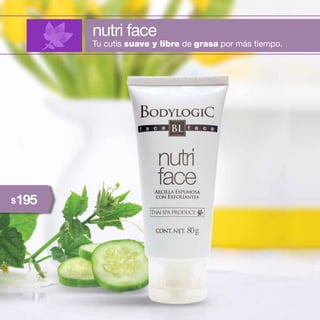 56
nutri face
Tu cutis suave y libre de grasa por más tiempo.
195$
 