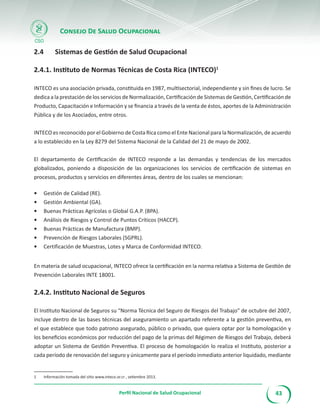 Folleto perfil Salud Ocupacional en Costa Rica | PDF